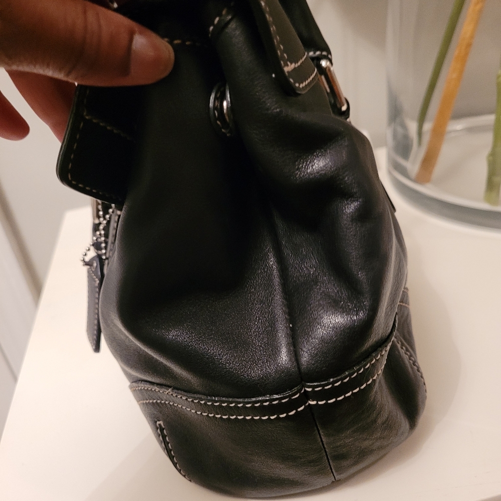 Coach Black Leather Satchel with Silver Hardware - Picture 7 of 16